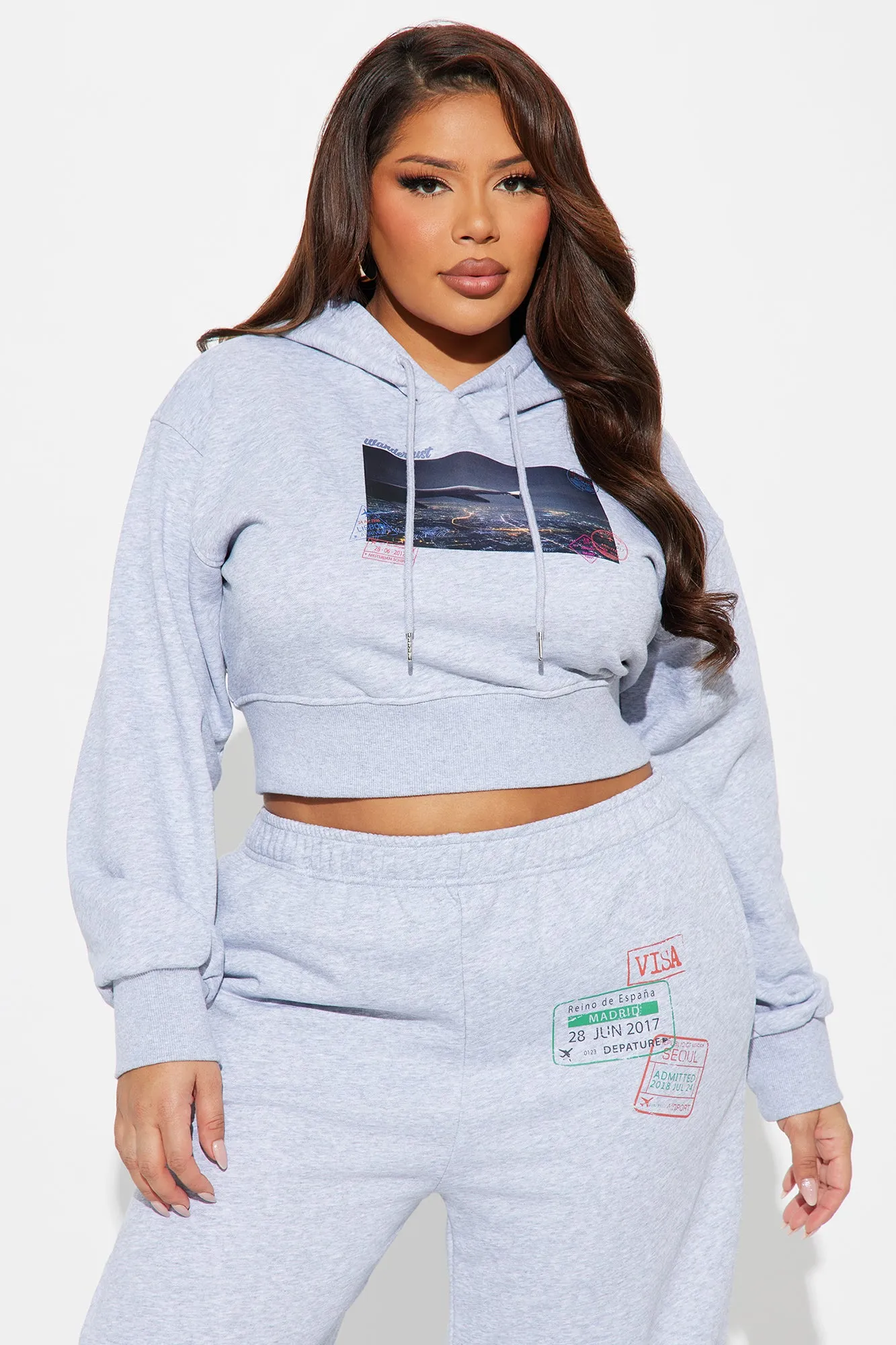Airport Fit French Terry Pant Set - Heather Grey