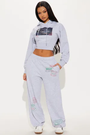 Airport Fit French Terry Pant Set - Heather Grey