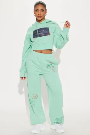 Airport Fit French Terry Pant Set - Mint