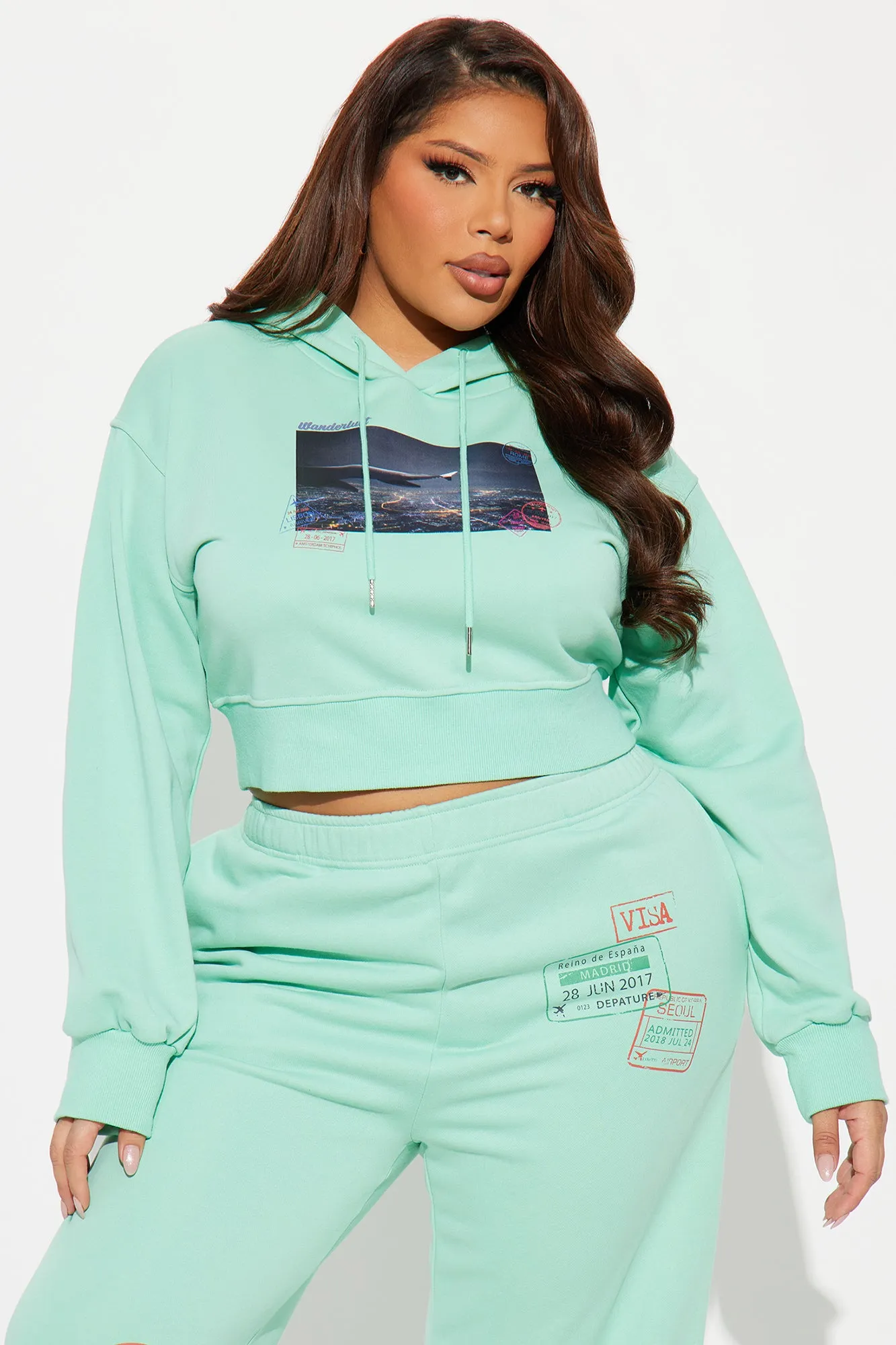 Airport Fit French Terry Pant Set - Mint