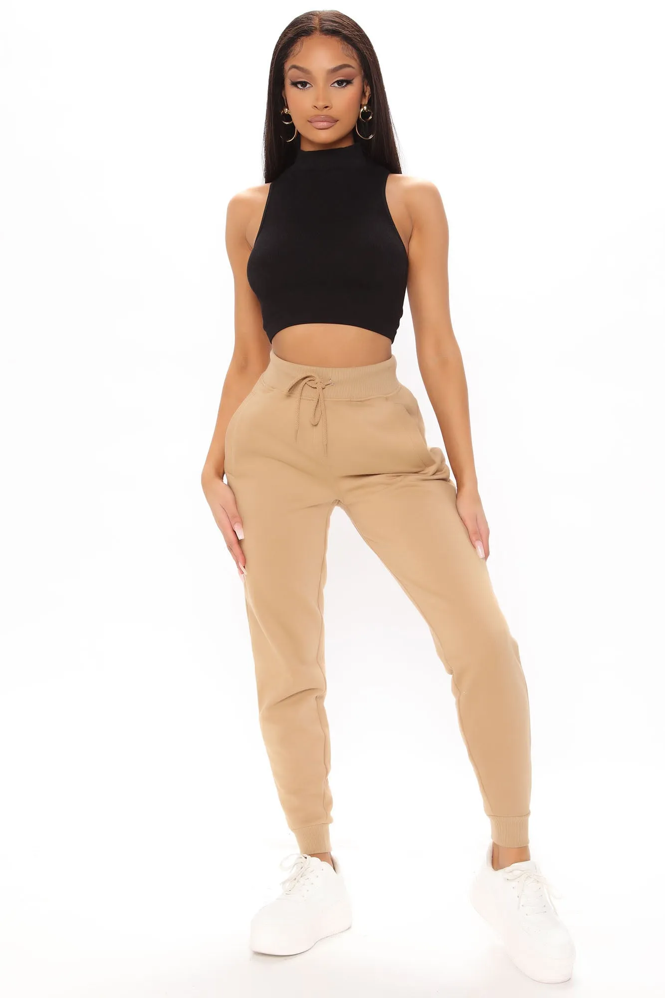Anabelle Seamless Mock neck Tank - Black