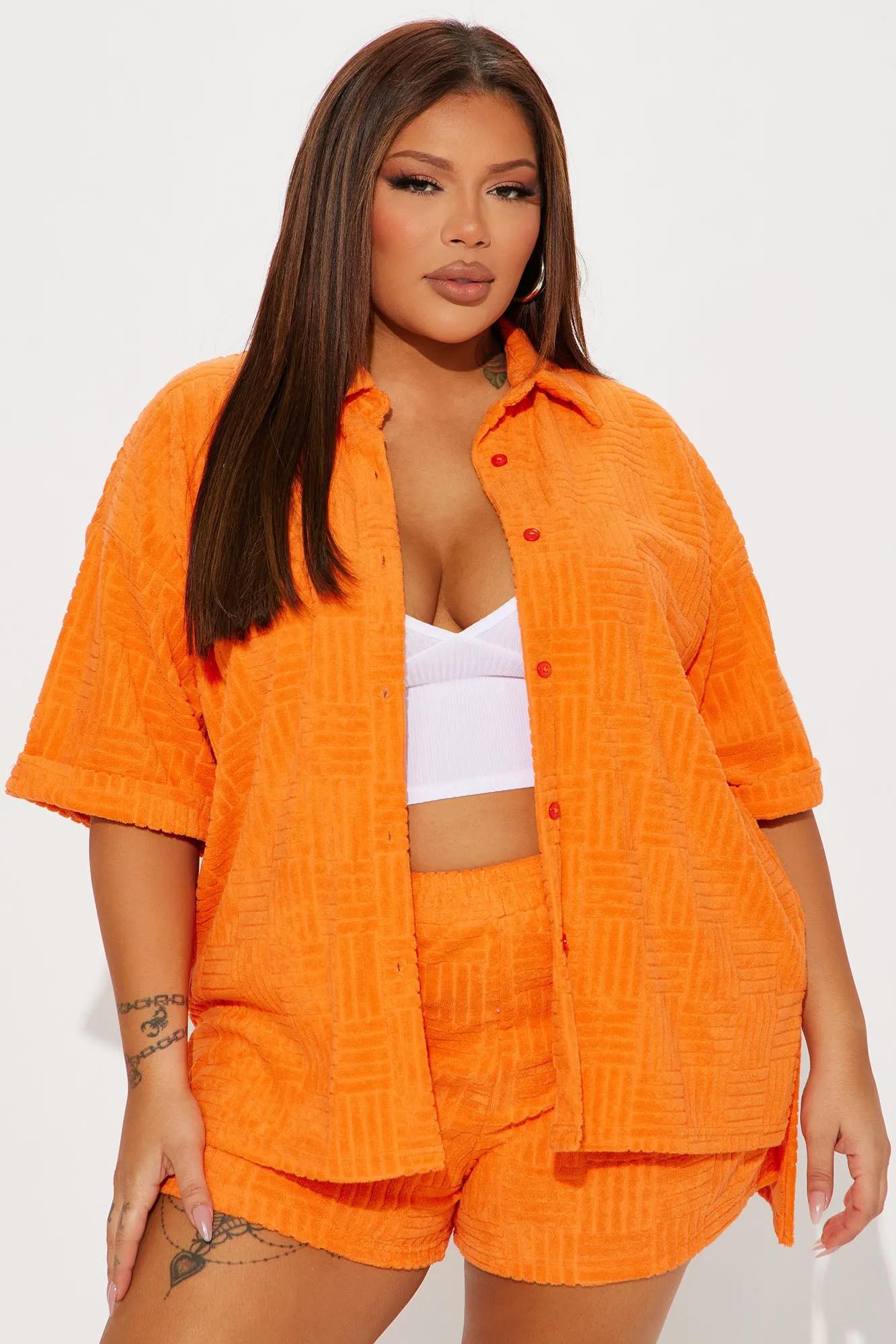 Ayana Terry Cloth Short Set - Orange