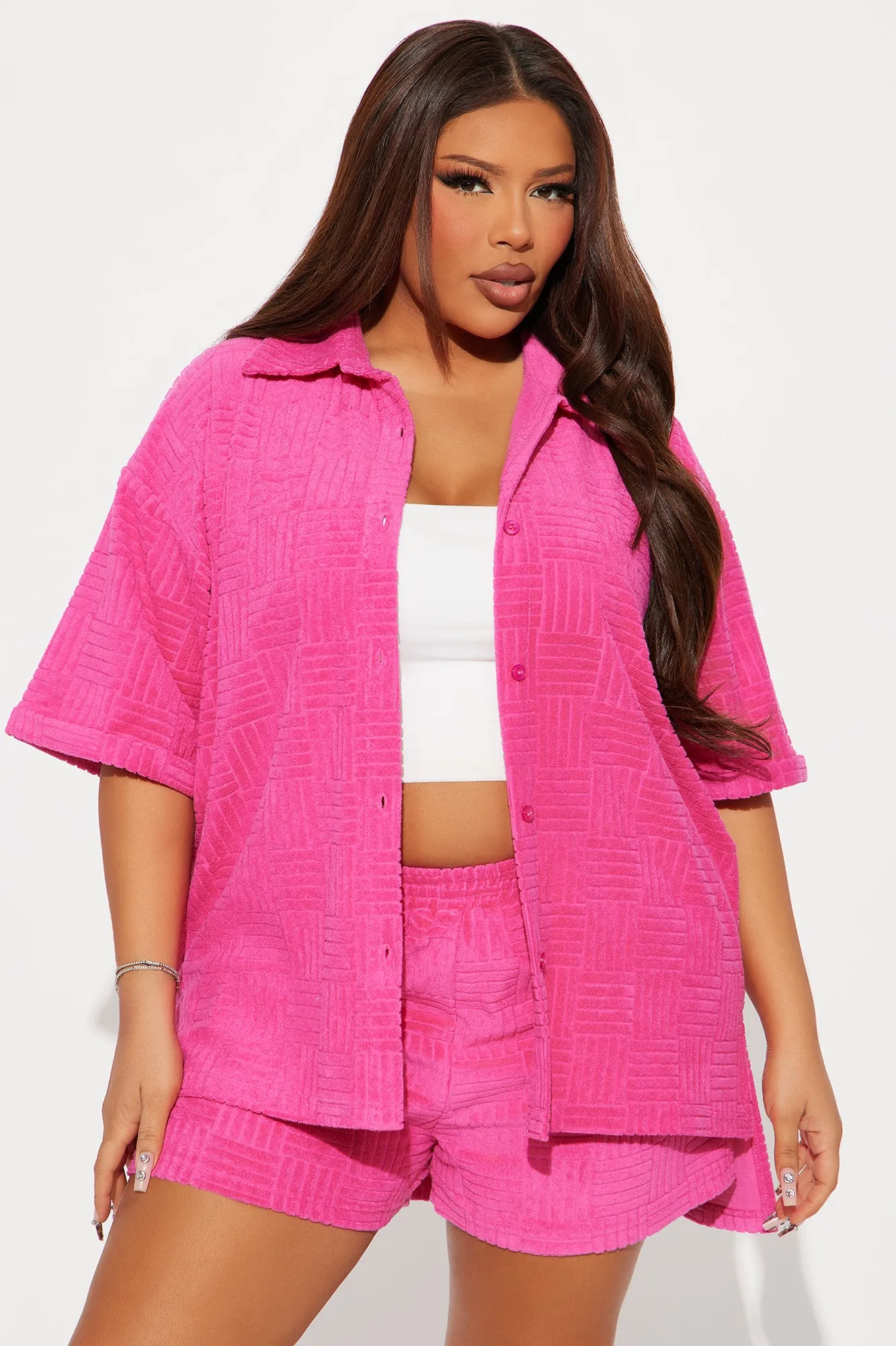 Ayana Terry Cloth Short Set - Pink