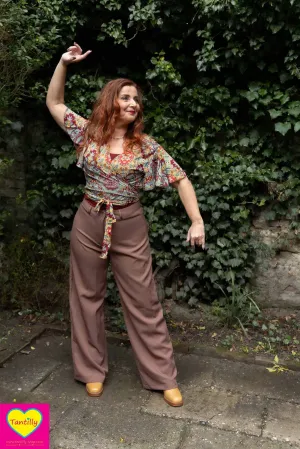 Butterfly wrap cardigan - bordeaux- short sleeves- handmade by Tantilly- silkmix