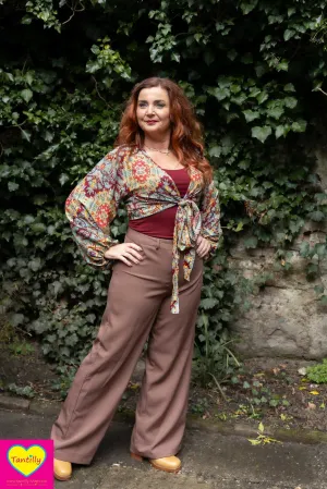 Butterfly wrap cardigan- bordeaux- silkmix - elastic by arms