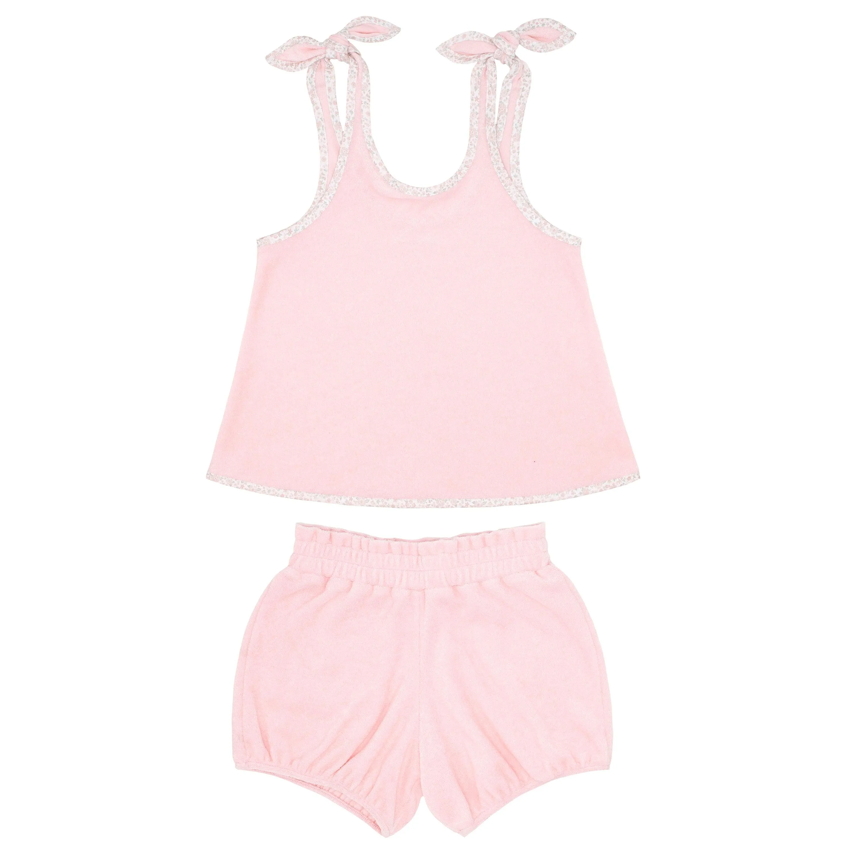 girls pink french terry bloomer set