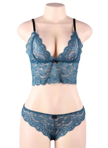 Green Nightwear Lace Satin Top Pajama Sets
