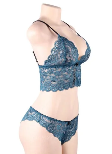 Green Nightwear Lace Satin Top Pajama Sets