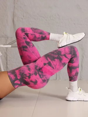High Waist Tie Dye Butt Contour Seamless Leggings