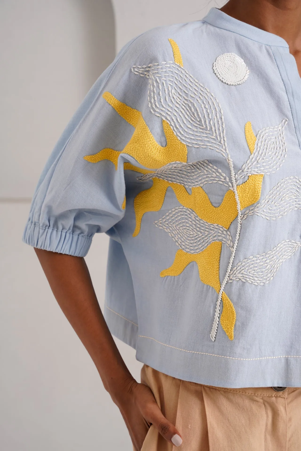 Ice Blue Terra - Full Moon Top   Pleated Long Pants
