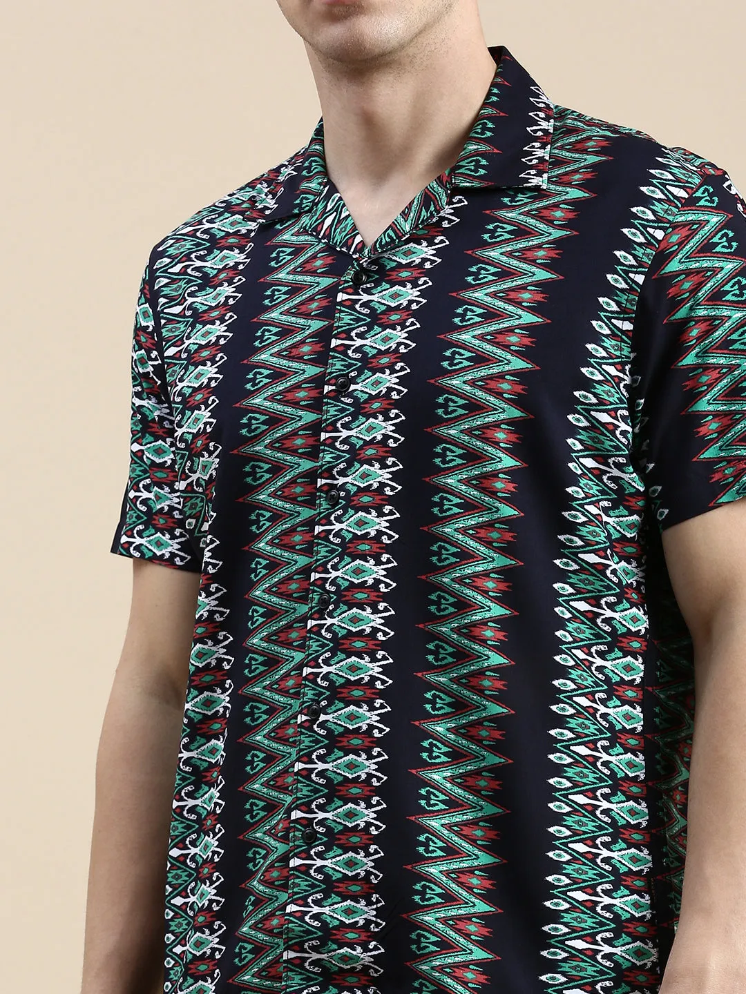 Men Black Abstract Printed Casual Co-Ords