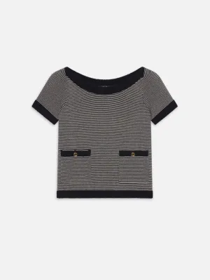 The Cashmere Boatneck -- Navy Multi