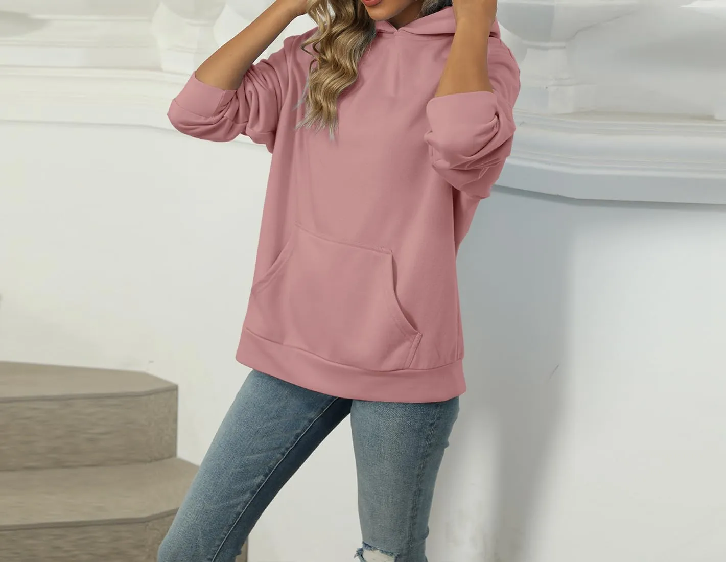 Womens Hoodies Oversized Sweatshirts Casual Long Sleeve Pullover Fall Clothes with Pocket